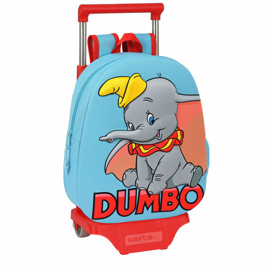 3D School Bag with Wheels Disney Dumbo Red Light Blue (28 x 10 x 67