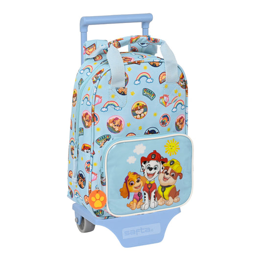 School Rucksack with Wheels The Paw Patrol Sunshine Blue (20 x 28 x 8