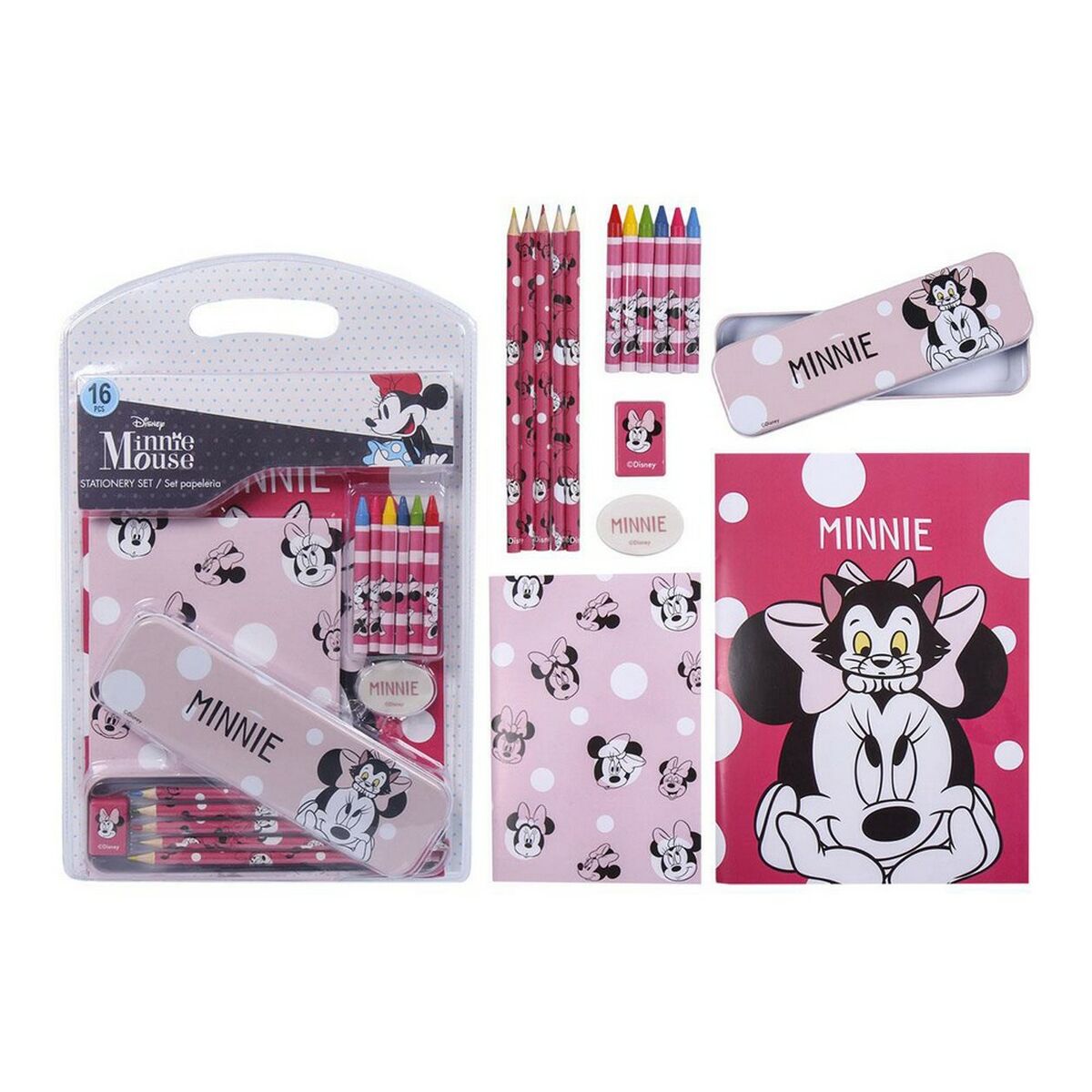 Stationery Set Minnie Mouse Pink (16 pcs)