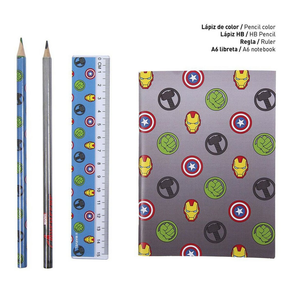 Stationery Set The Avengers Grey (12 pcs)