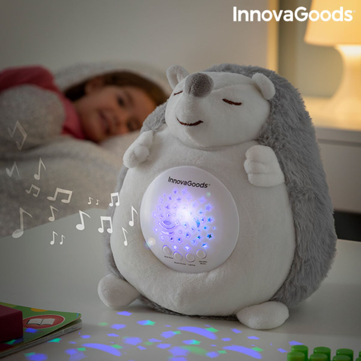 Hedgehog Soft Toy with White Noise and Nightlight Projector Spikey