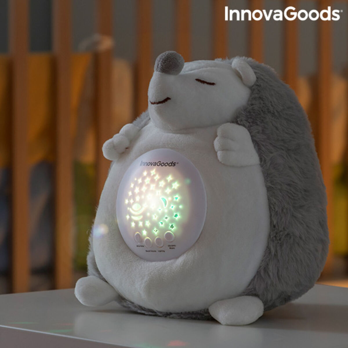 Hedgehog Soft Toy with White Noise and Nightlight Projector Spikey