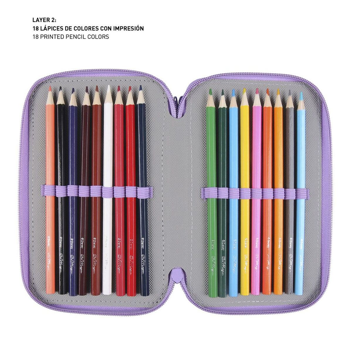 School Case with Accessories Frozen 43 Pieces Lilac (12,5 x 6,5 x 19,5