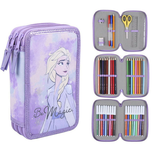 School Case with Accessories Frozen 43 Pieces Lilac (12,5 x 6,5 x 19,5