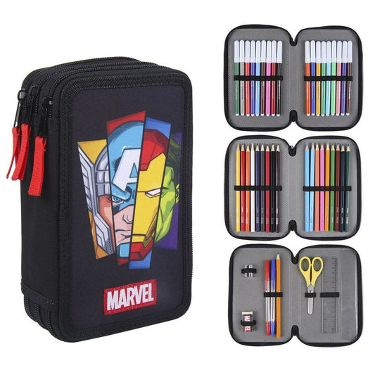 School Case with Accessories The Avengers 43 Pieces Black (12,5 x 6,5