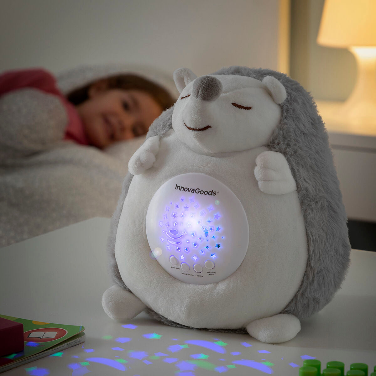 Hedgehog Soft Toy with White Noise and Nightlight Projector Spikey