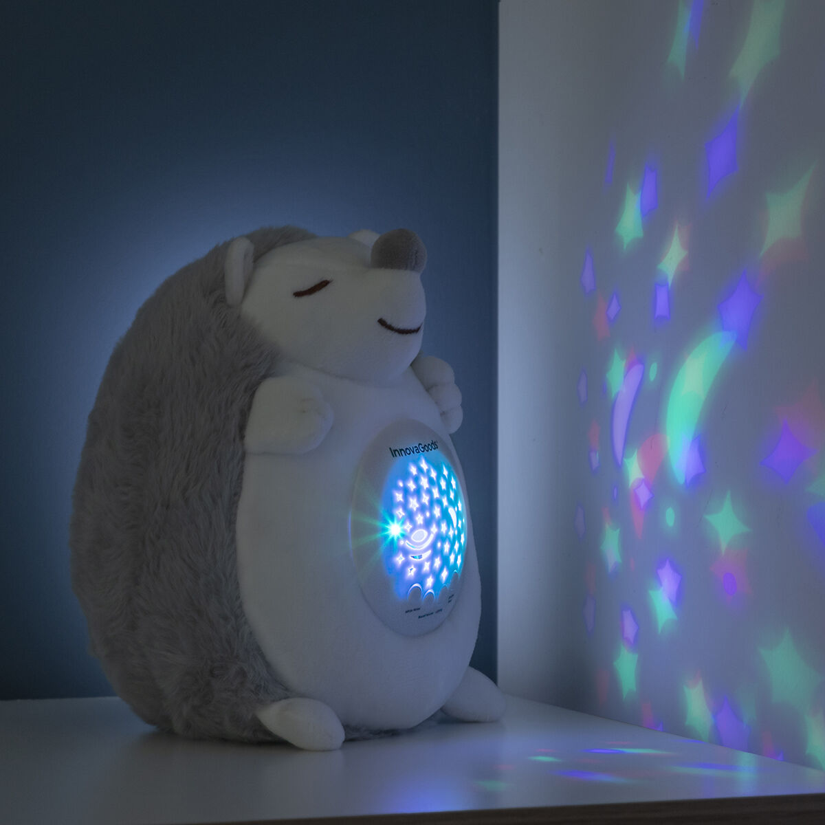 Hedgehog Soft Toy with White Noise and Nightlight Projector Spikey