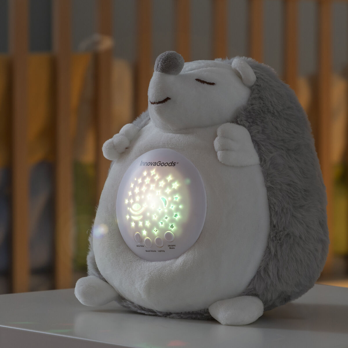 Hedgehog Soft Toy with White Noise and Nightlight Projector Spikey